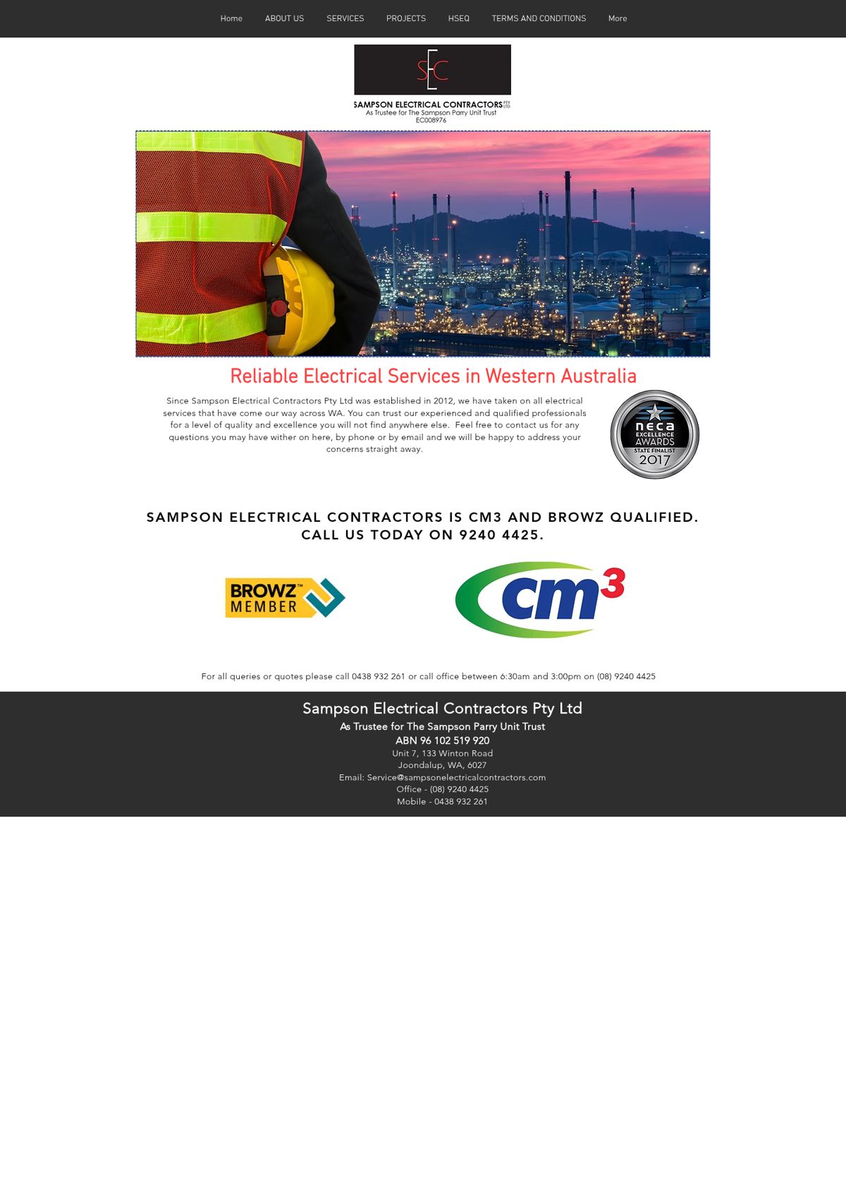 Current Sampson Electrical website
